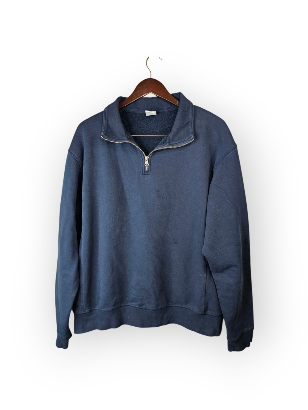 ZARA Men's Navy Blue Quarter Zip Fleece Sweatshirt XL - Picture 2 of 5